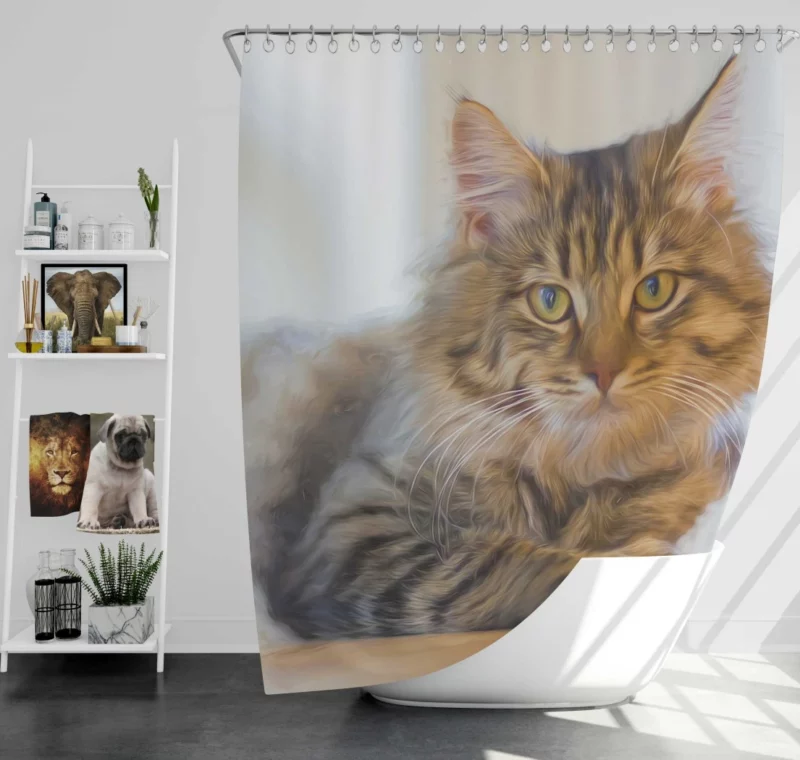 Oil Painting Pretty Cat Elegance Shower Curtain