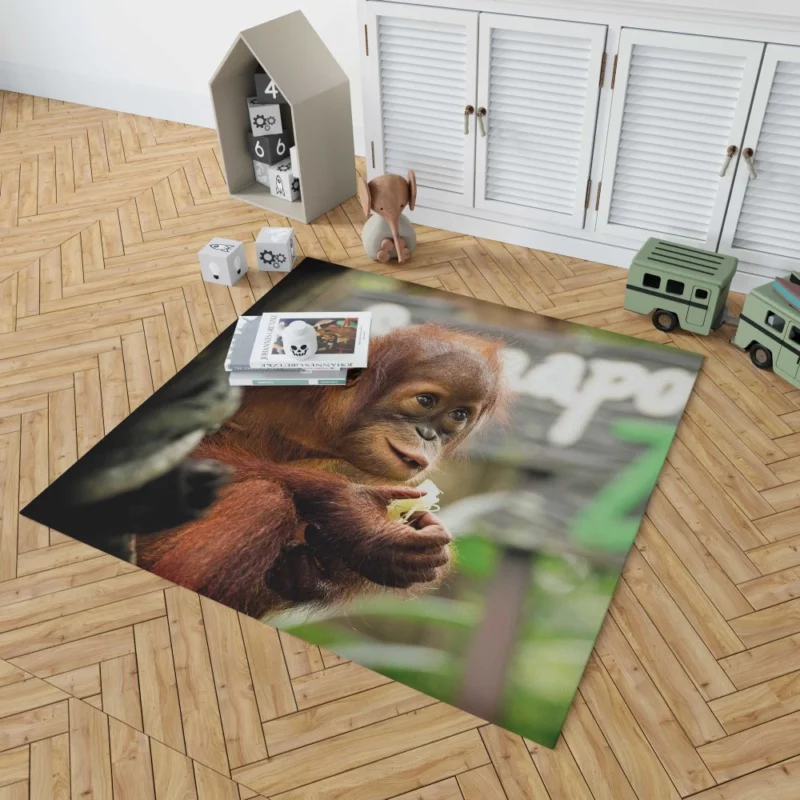 Orangutan Playful Expressions Jungle Joy Rug 1