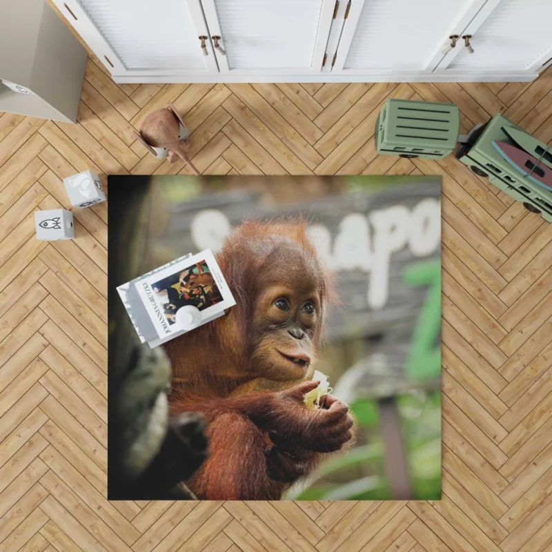 Orangutan Playful Expressions Jungle Joy Rug