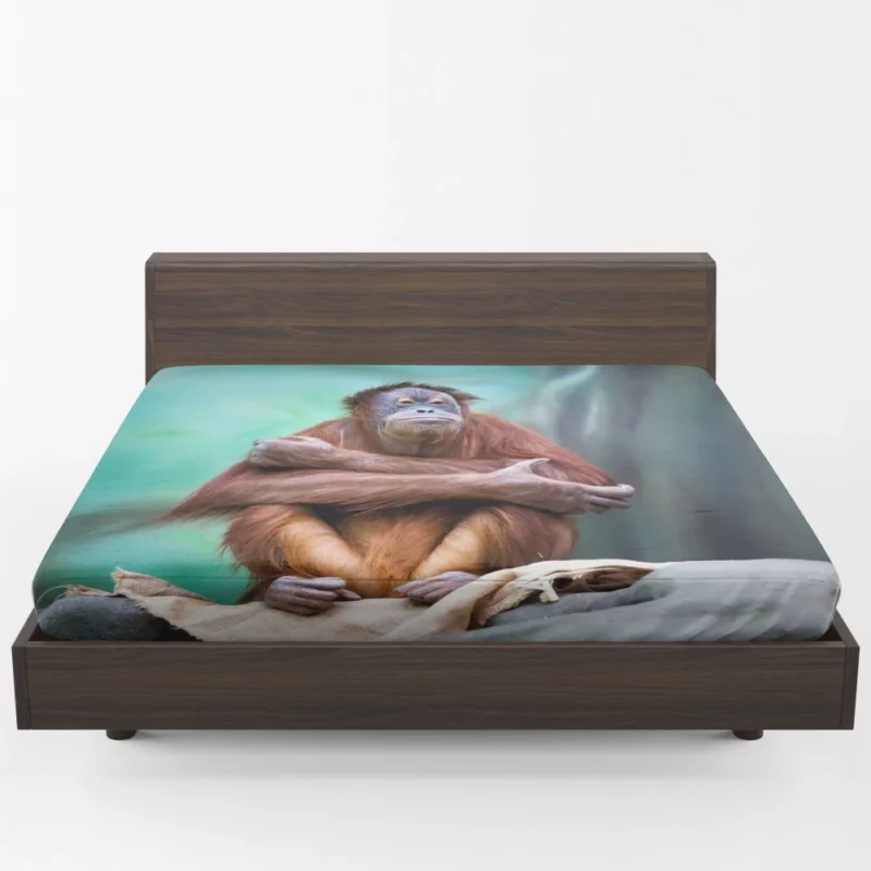 Orangutan Playful Persona Primate Delight Fitted Sheet