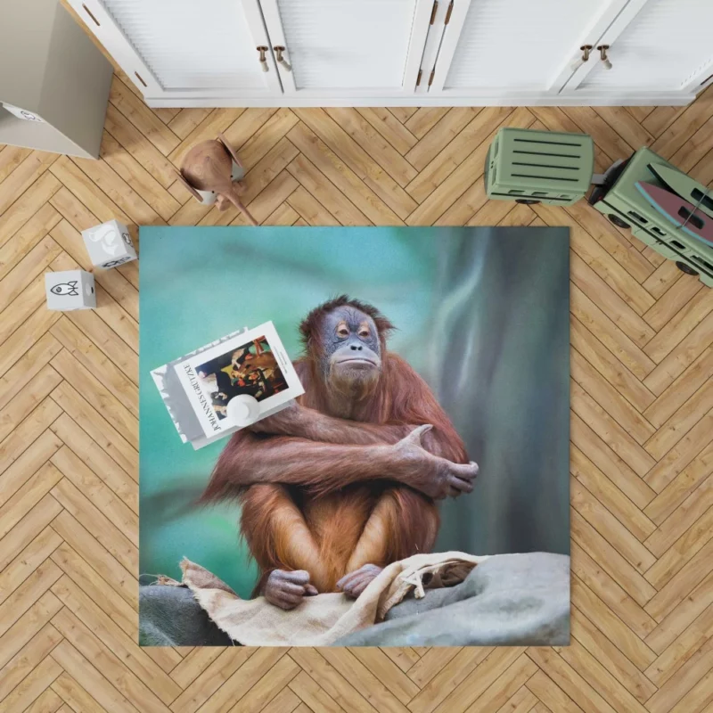 Orangutan Playful Persona Primate Delight Rug