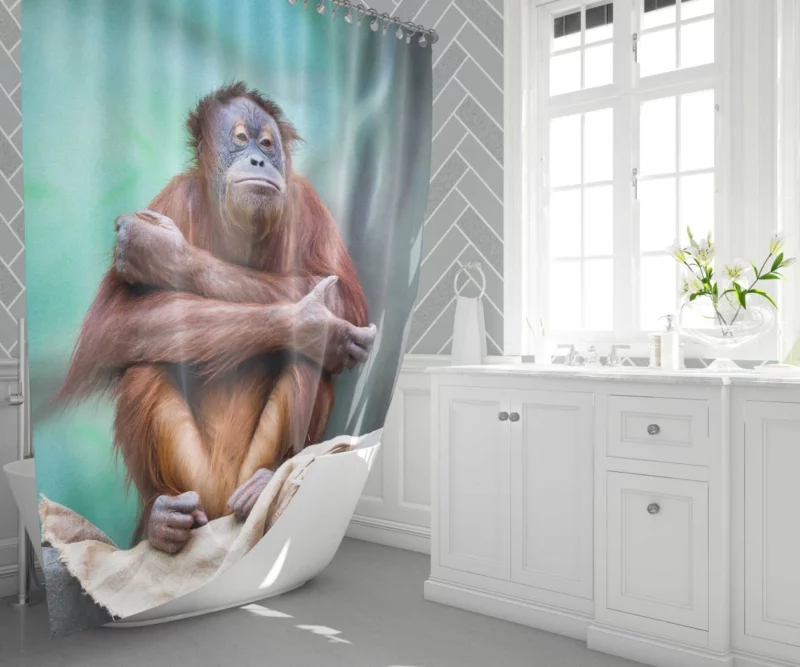 Orangutan Playful Persona Primate Delight Shower Curtain 1