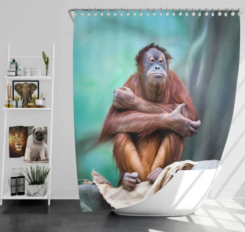 Orangutan Playful Persona Primate Delight Shower Curtain