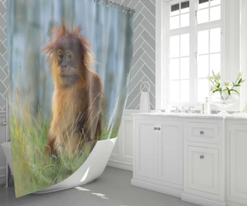 Orangutan Playful Spirit Jungle Charisma Shower Curtain 1