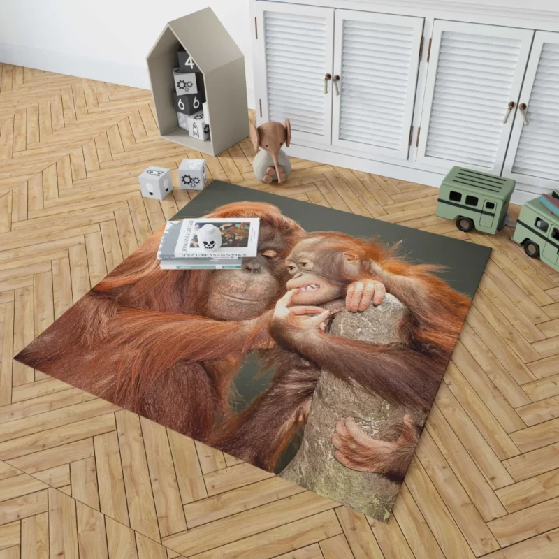 Orangutan Primate Play Curious Innocence Rug 1