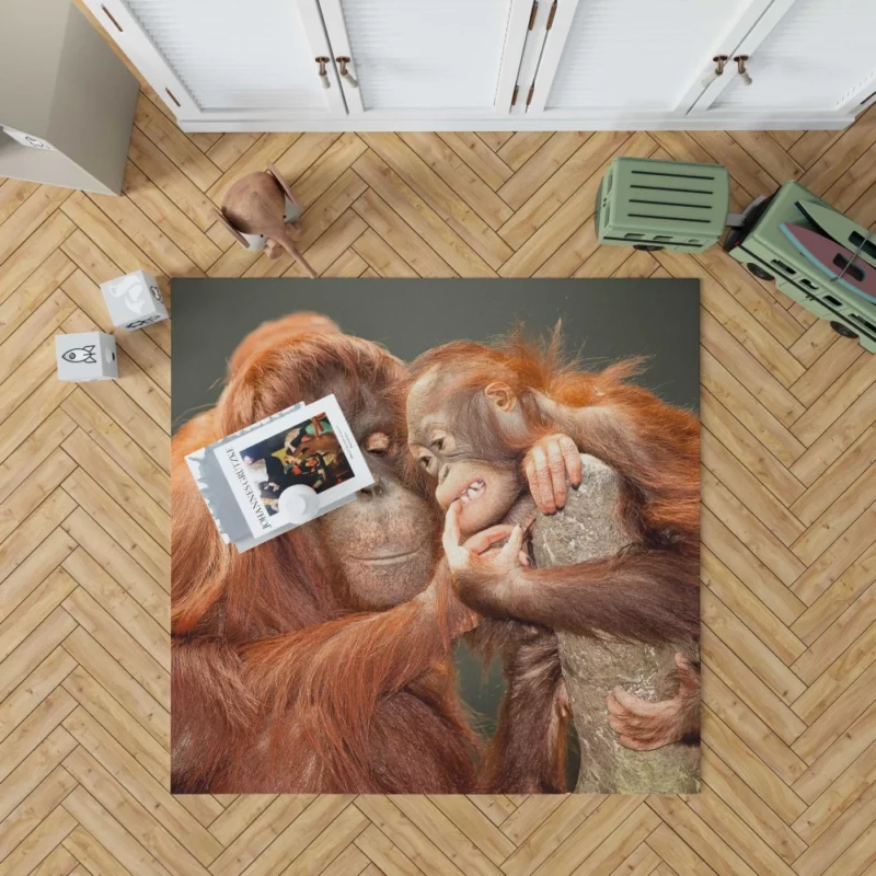 Orangutan Primate Play Curious Innocence Rug