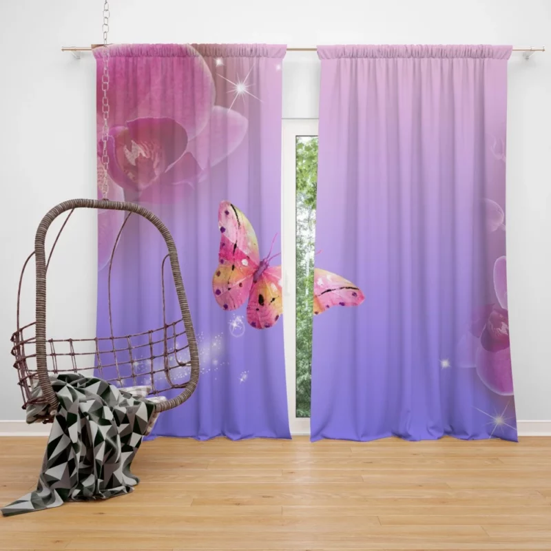 Orchid Sparkling Elegance Butterfly Dance Curtain