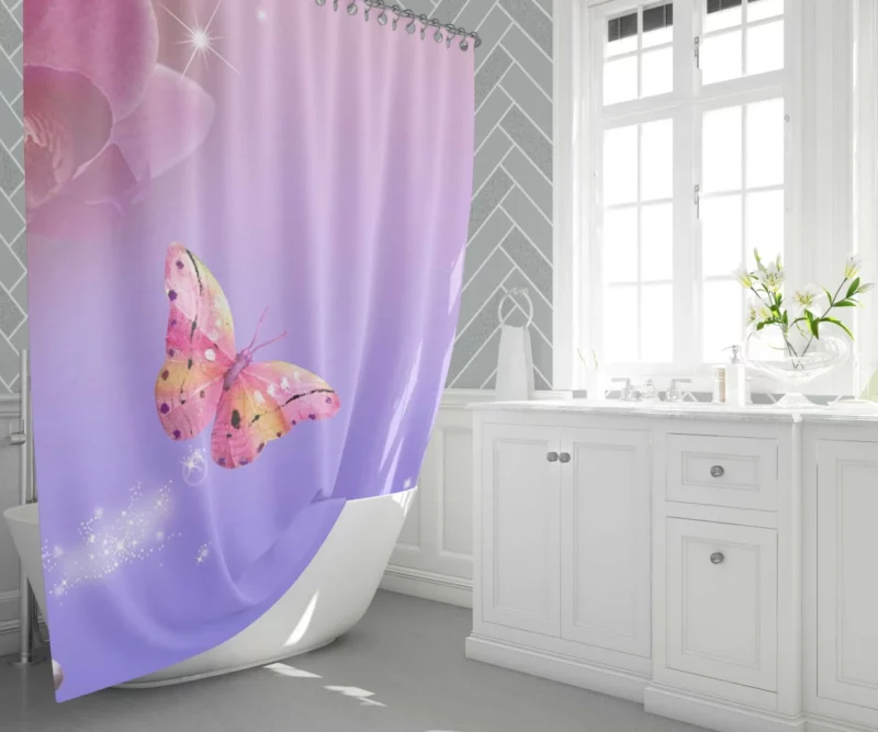 Orchid Sparkling Elegance Butterfly Dance Shower Curtain 1