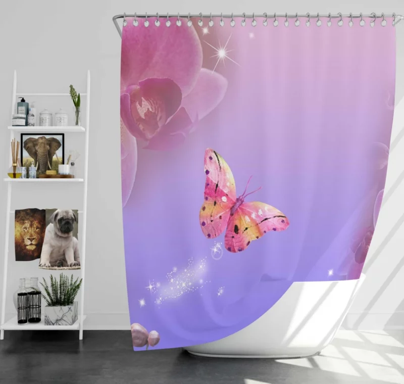 Orchid Sparkling Elegance Butterfly Dance Shower Curtain