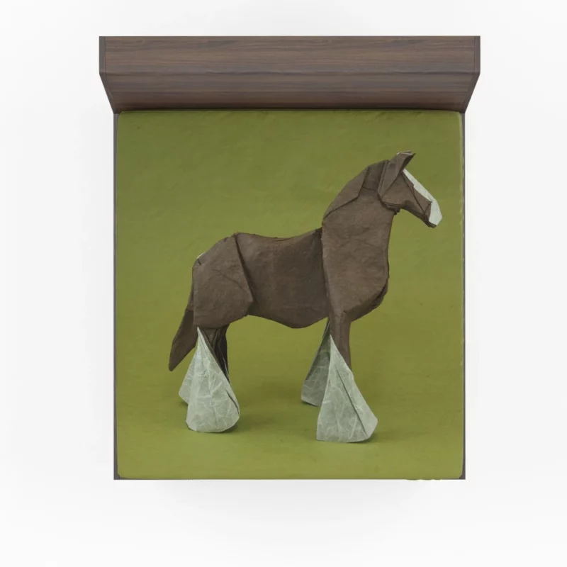 Origami Horse Artistic Craftsmanship Fitted Sheet 1