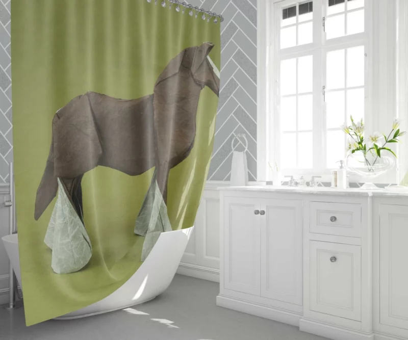 Origami Horse Artistic Craftsmanship Shower Curtain 1