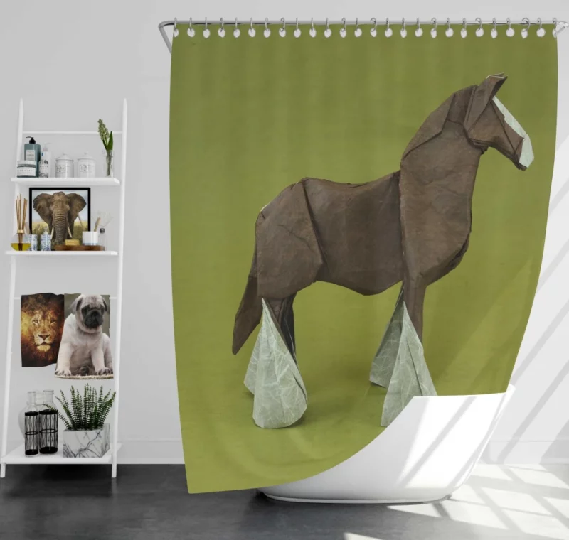 Origami Horse Artistic Craftsmanship Shower Curtain