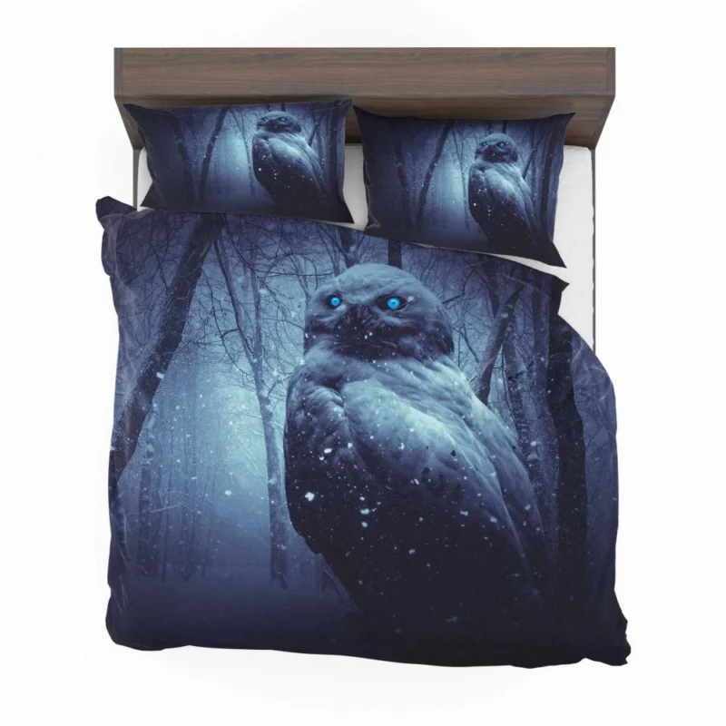 Owl Amidst Snowfall Nocturnal Enigma Bedding Set 1