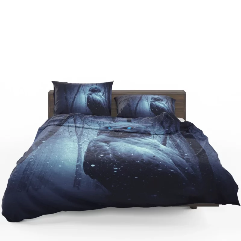 Owl Amidst Snowfall Nocturnal Enigma Bedding Set