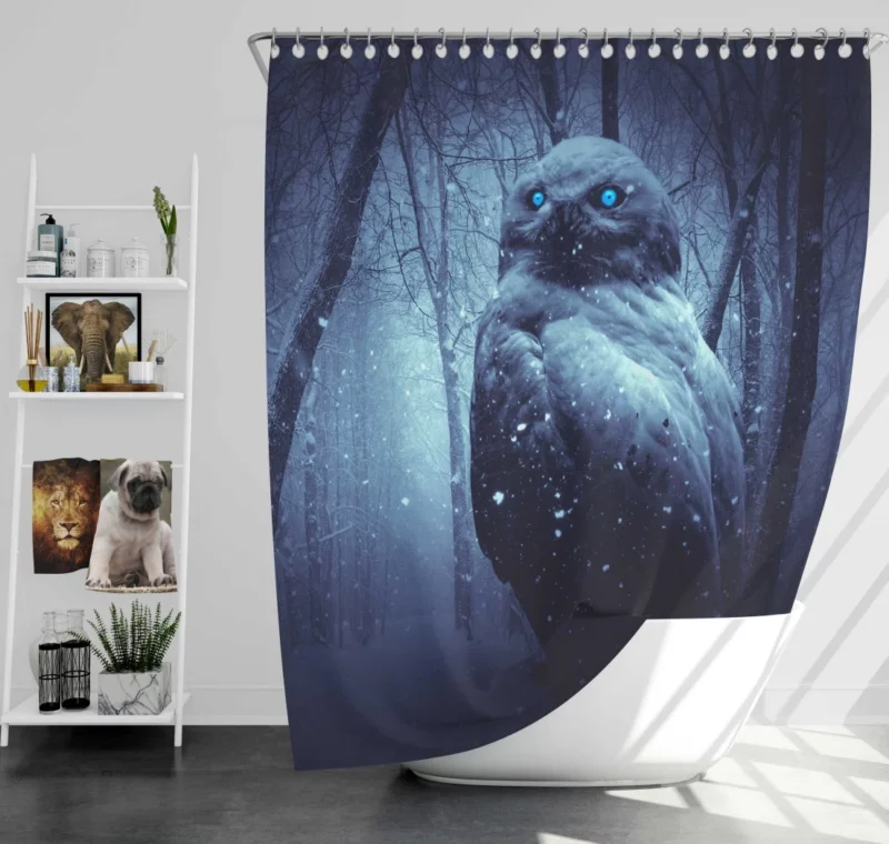 Owl Amidst Snowfall Nocturnal Enigma Shower Curtain