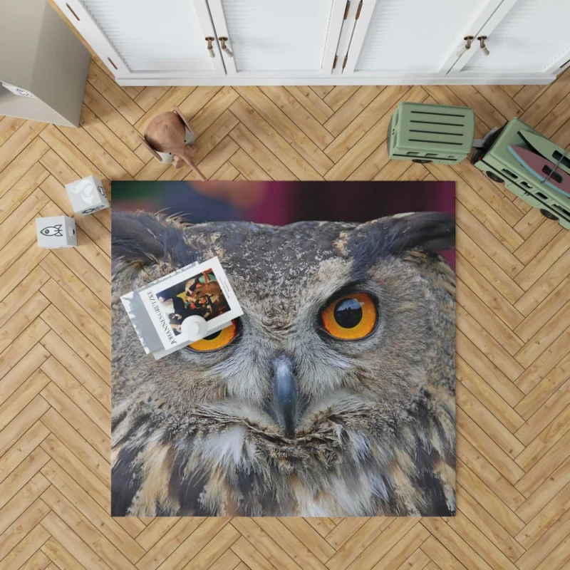 Owl Enigmatic Gaze Nocturnal Observer Rug