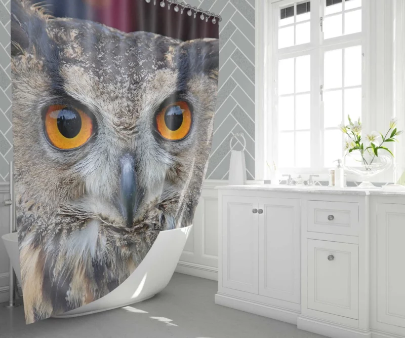 Owl Enigmatic Gaze Nocturnal Observer Shower Curtain 1