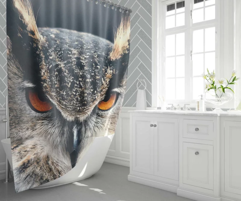 Owl Enigmatic Stance Nocturnal Vigil Shower Curtain 1