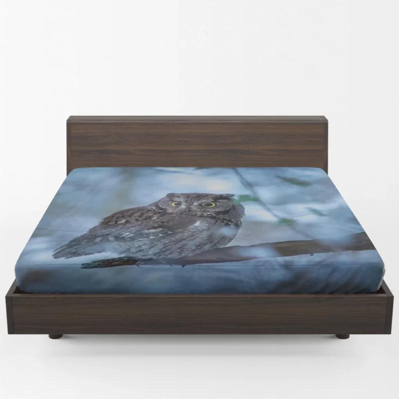 Owl Mysterious Gaze Nocturnal Charm Fitted Sheet