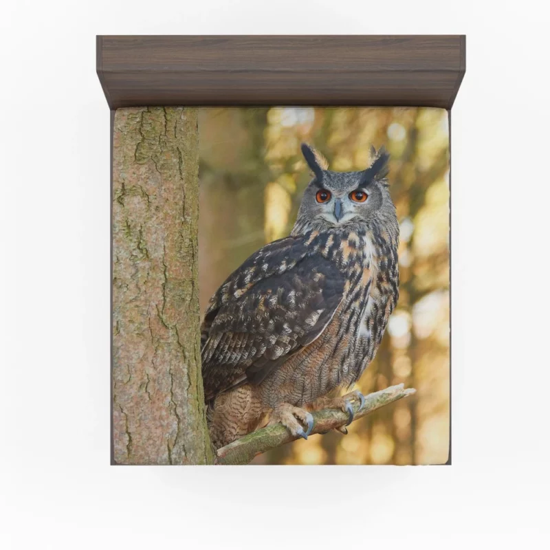 Owl Mysterious Stance Nocturnal Majesty Fitted Sheet 1