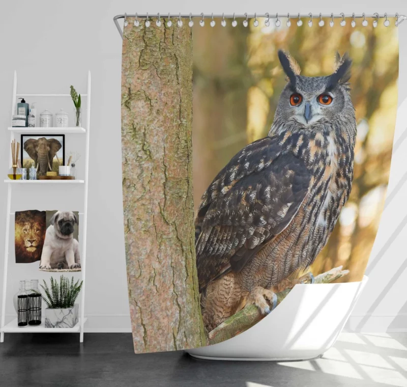 Owl Mysterious Stance Nocturnal Majesty Shower Curtain