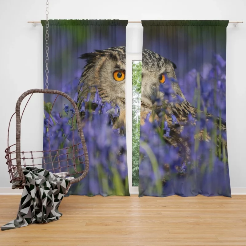 Owl Nature Connection Flower Perch Curtain