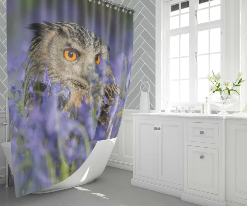 Owl Nature Connection Flower Perch Shower Curtain 1