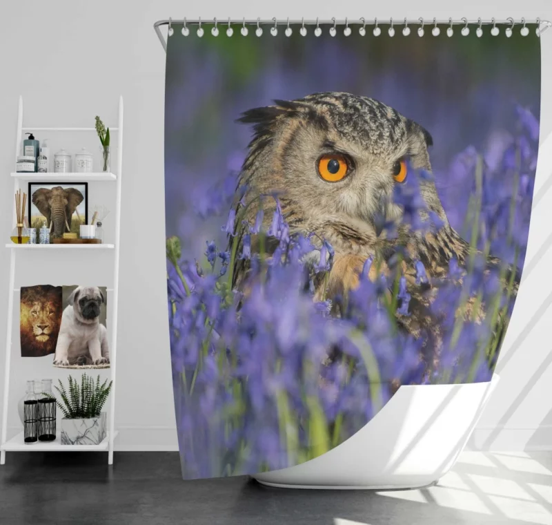 Owl Nature Connection Flower Perch Shower Curtain