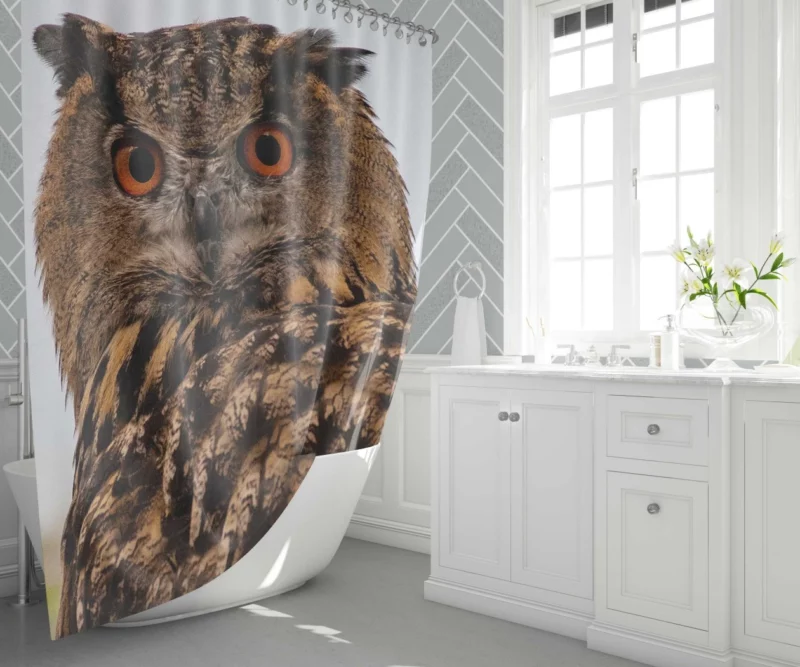 Owl Nocturnal Gaze Silent Watch Shower Curtain 1