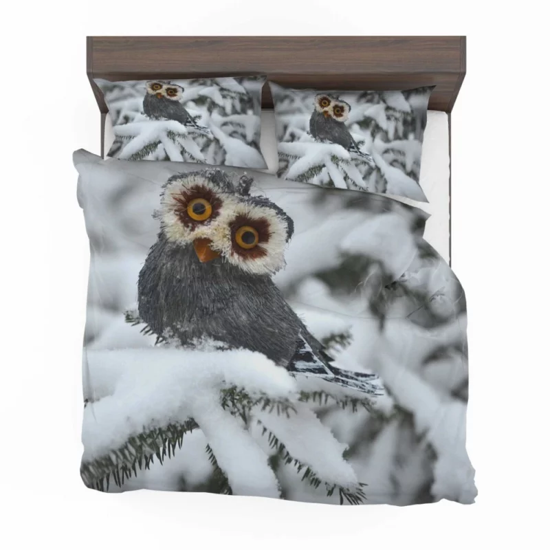 Owl Winter Solitude Snowy Watch Bedding Set 1