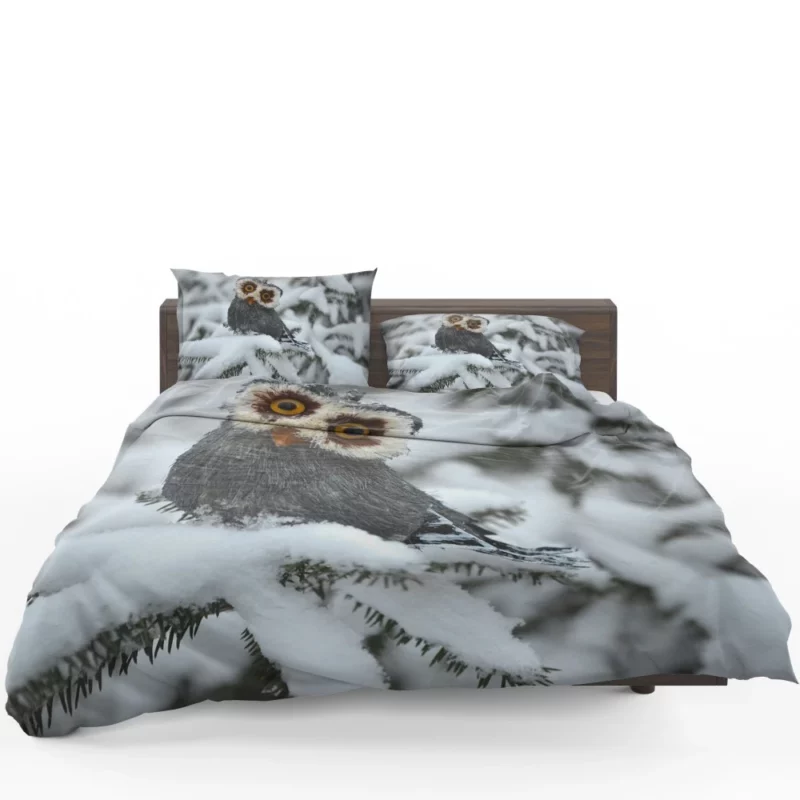 Owl Winter Solitude Snowy Watch Bedding Set