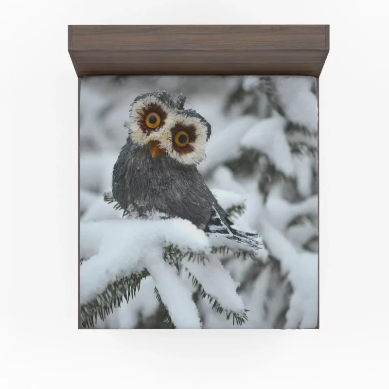 Owl Winter Solitude Snowy Watch Fitted Sheet 1