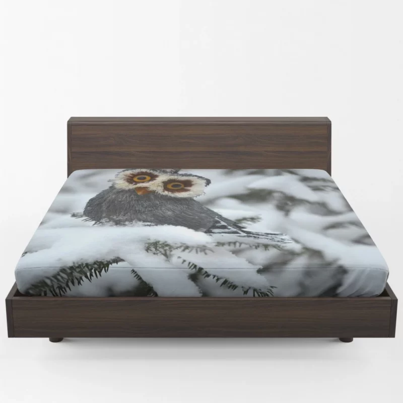 Owl Winter Solitude Snowy Watch Fitted Sheet