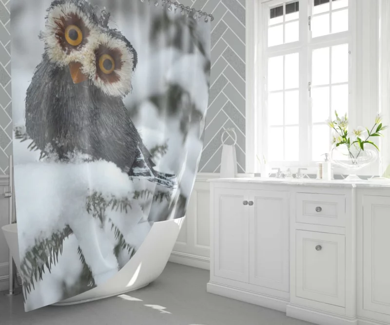 Owl Winter Solitude Snowy Watch Shower Curtain 1