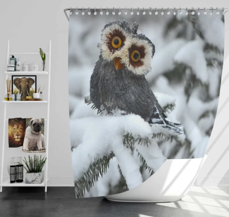 Owl Winter Solitude Snowy Watch Shower Curtain