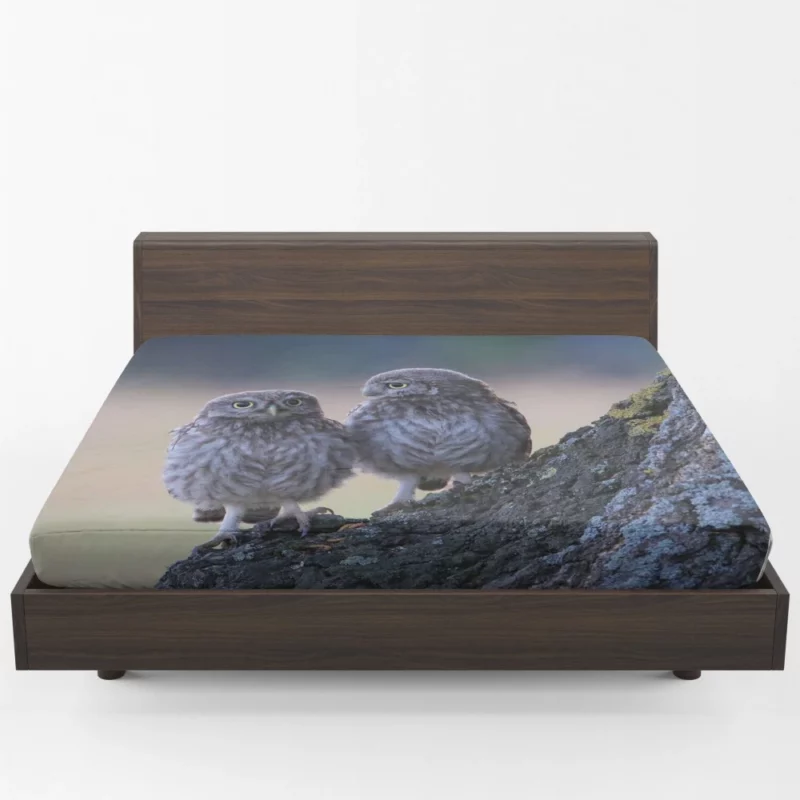 Owls Tree Gathering Nocturnal Companions Fitted Sheet