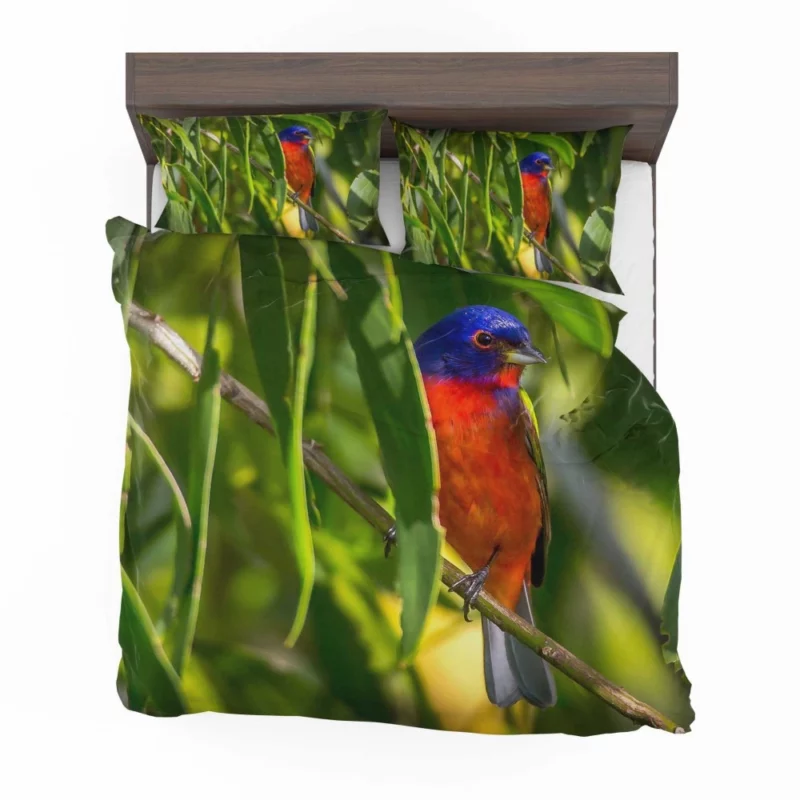 Painted Bunting Vibrant Plumage Artful Display Bedding Set 1