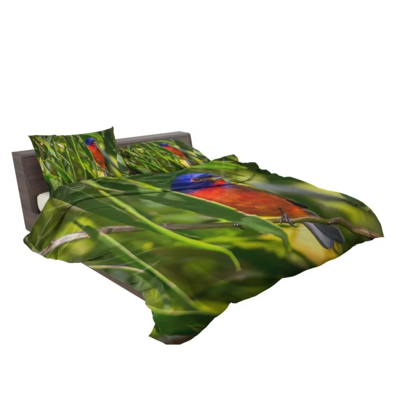 Painted Bunting Vibrant Plumage Artful Display Bedding Set 2