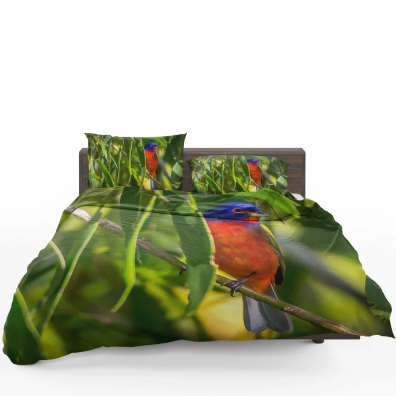 Painted Bunting Vibrant Plumage Artful Display Bedding Set