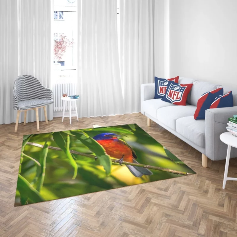 Painted Bunting Vibrant Plumage Artful Display Rug 2