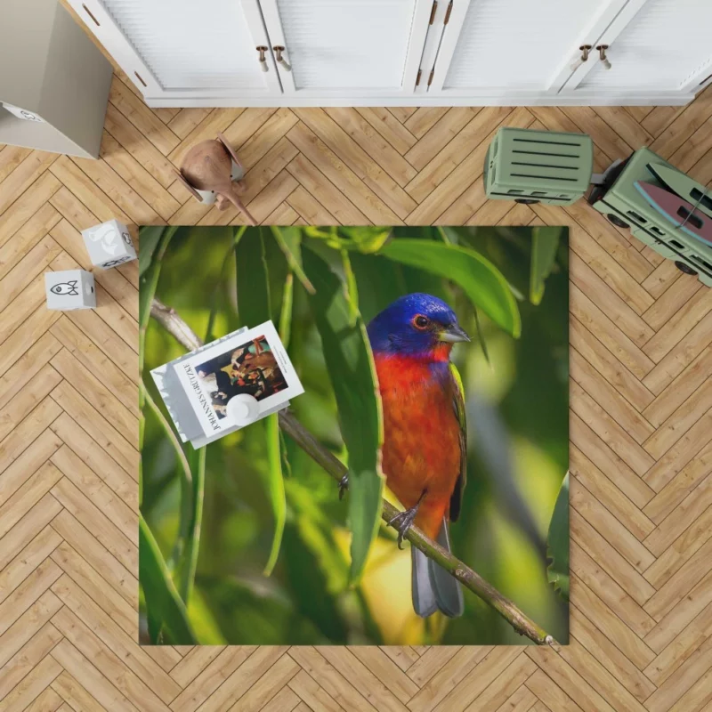 Painted Bunting Vibrant Plumage Artful Display Rug