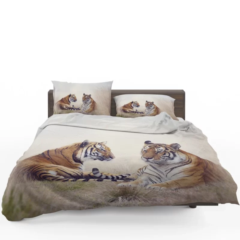 Pair of Tigers Graceful Duet in Grass Bedding Set