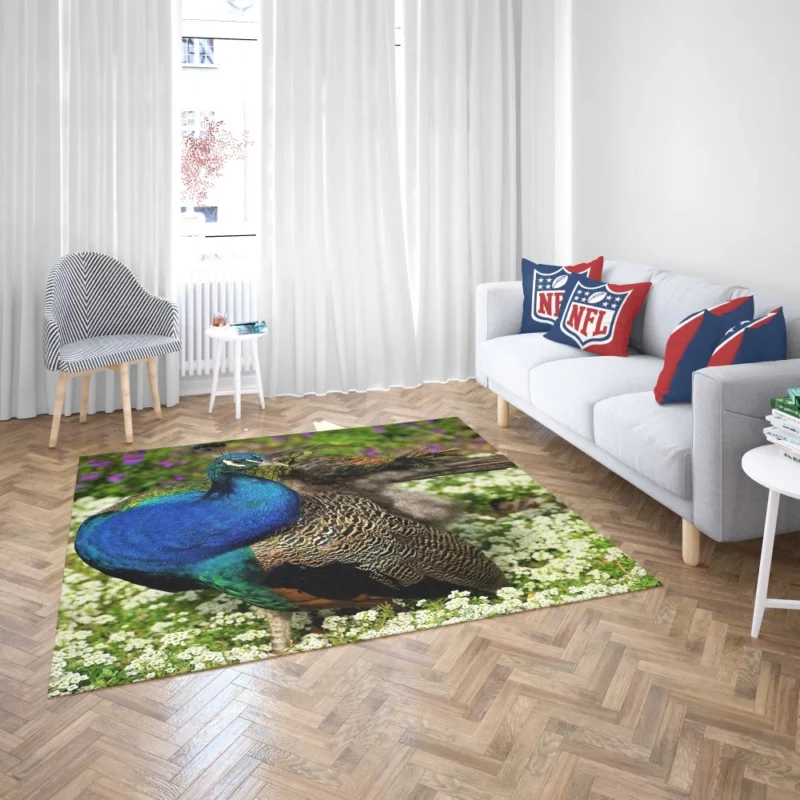 Peacock Floral Elegance Colorful Grace Rug 2