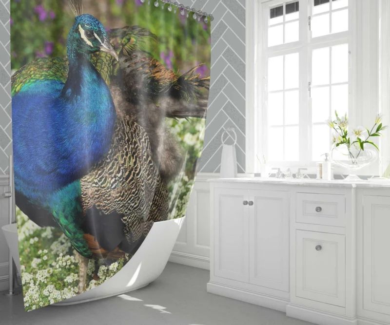 Peacock Floral Elegance Colorful Grace Shower Curtain 1