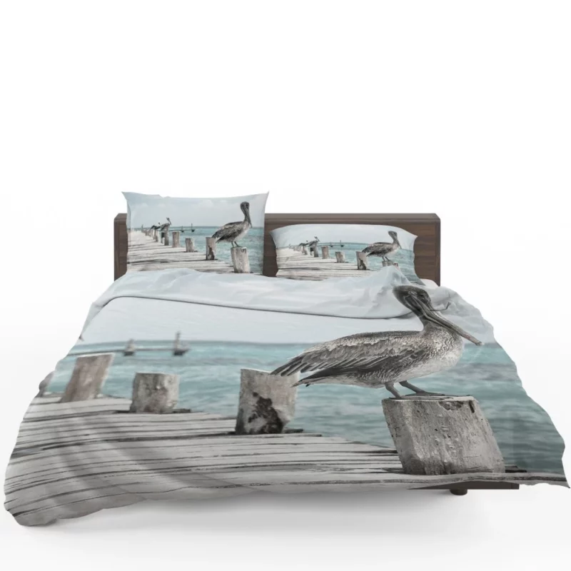 Pelicans on Pier Coastal Gathering Bedding Set