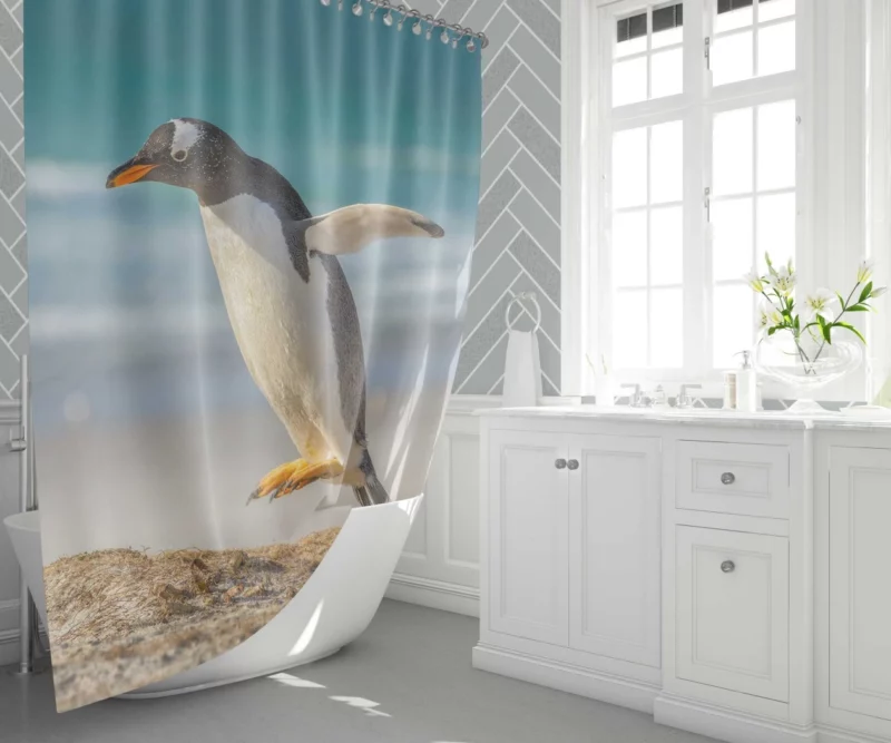 Penguin Depth of Field Stance Shower Curtain 1