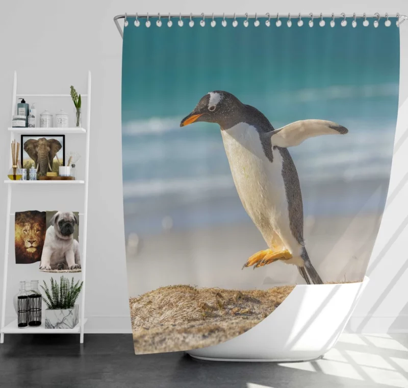 Penguin Depth of Field Stance Shower Curtain