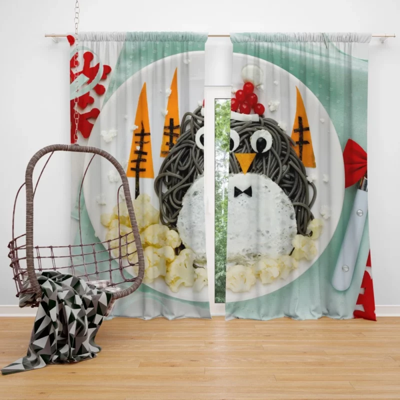 Penguin Meal Arctic Delicacy Curtain