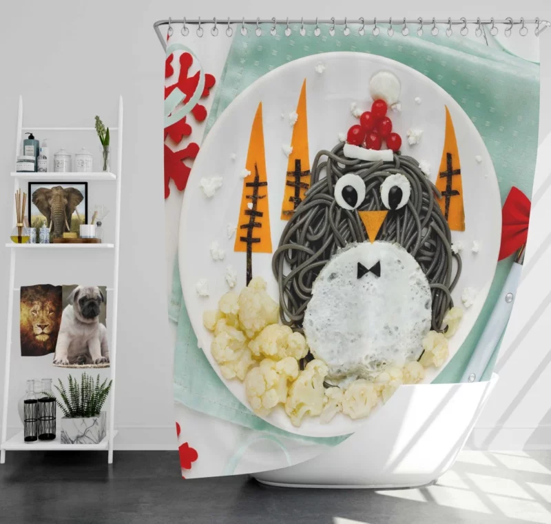 Penguin Meal Arctic Delicacy Shower Curtain