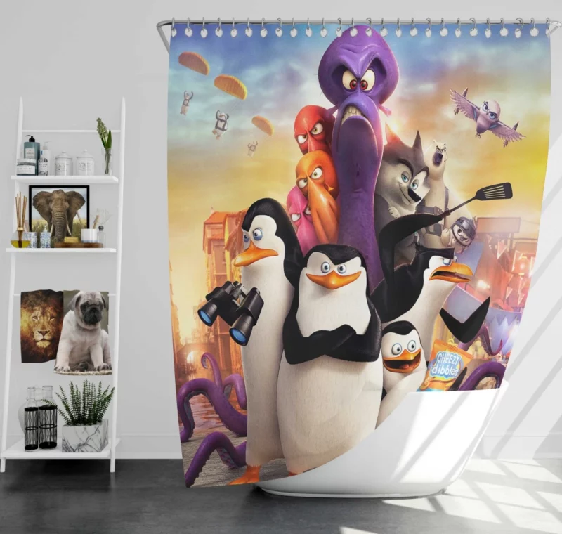 Penguins of Madagascar Animated Delight Shower Curtain